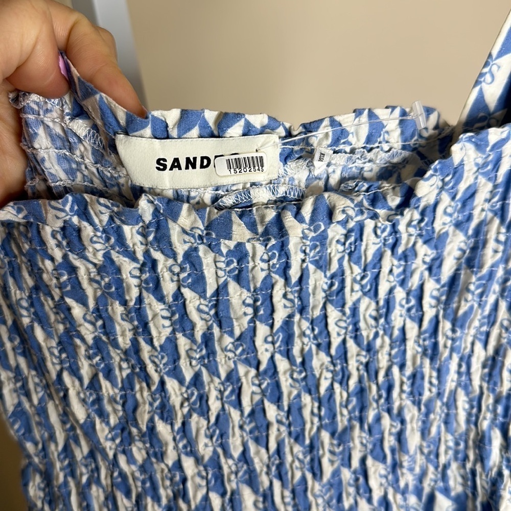 Sandro Tiered Printed Jacquard Poplin and Organza Midi Dress size 34 - Picture 7 of 8